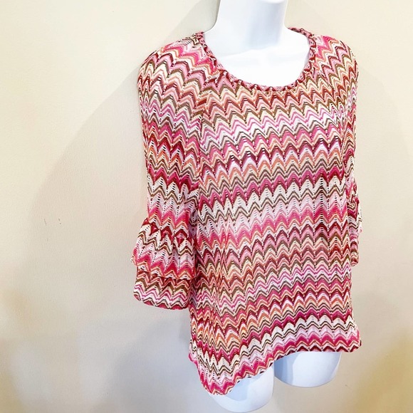 Anthropologie Eva Franco Chevron Pink Blouse Small - Picture 3 of 10